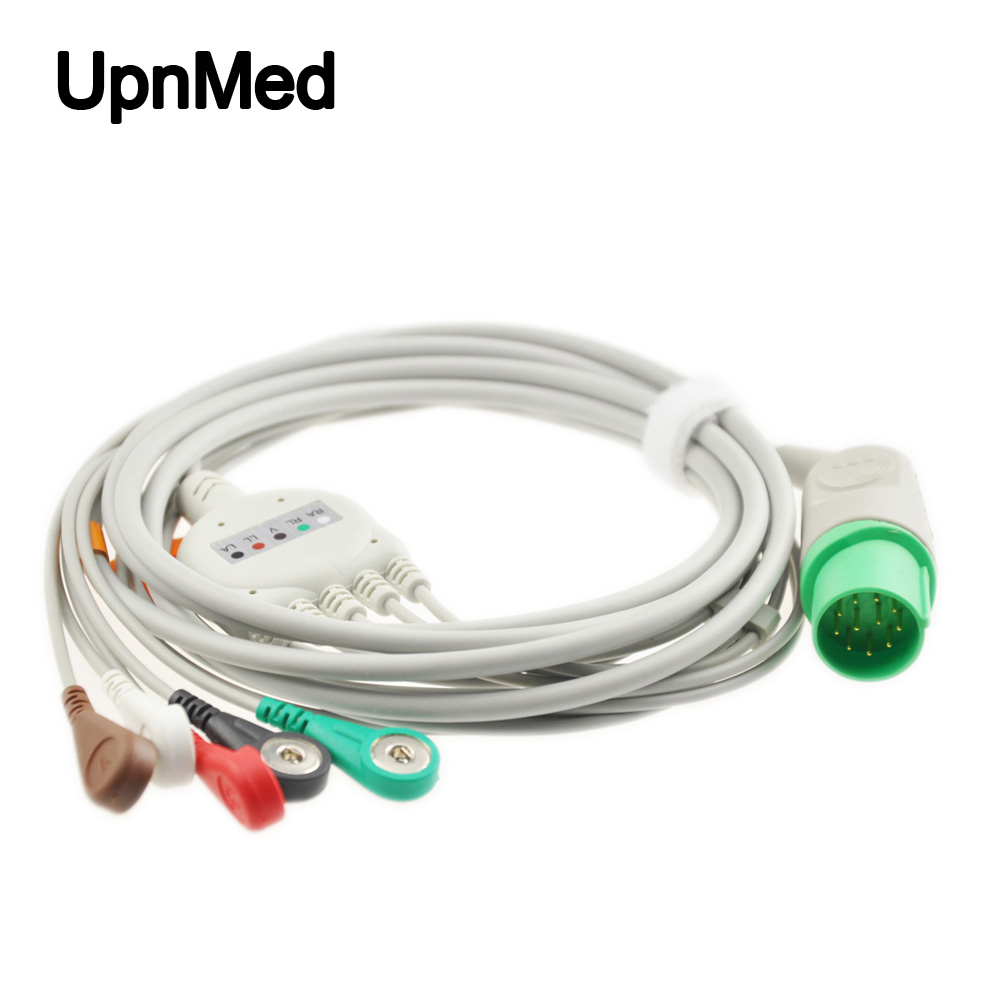 Nihon Kohden defibrillator TEC-7731 ECG cable with 5 lead wires ,11pins