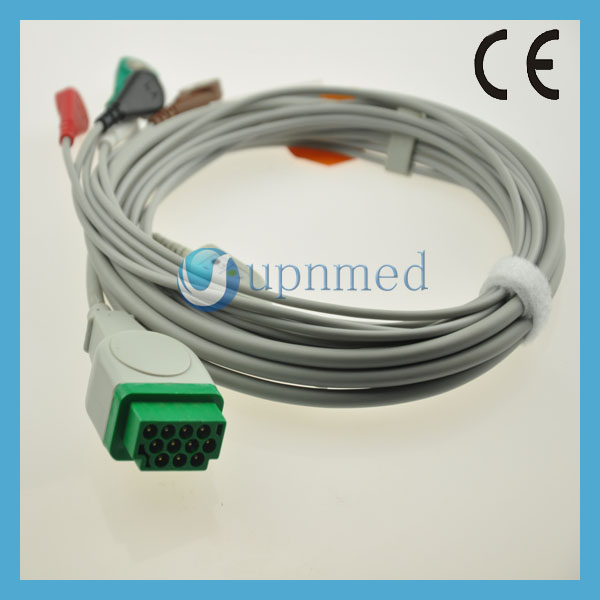 GE Dash4000 ecg cable and leadwires, snap,11pins