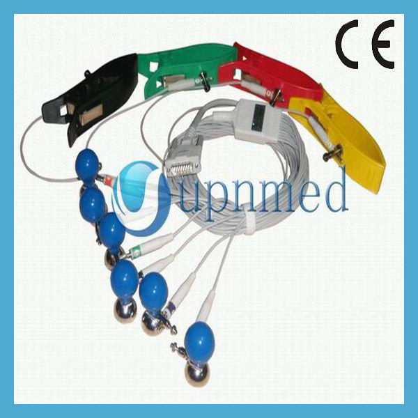 Schiller ECG cable with suction and Limb clamp ecg electrodes