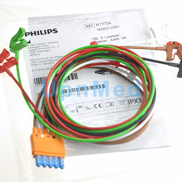 Original hp M1973A 989803125861 CBL 5 leadset,grabber,AAMI