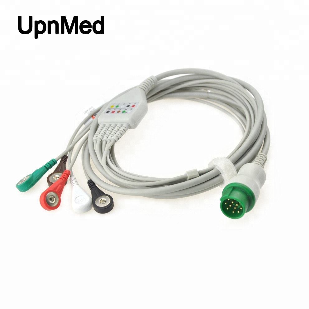 one piece of Schiller Argus LSM pro 5 lead ecg cable with grabber ,AHA
