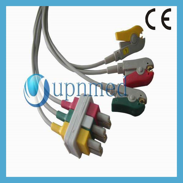 GE pro1000 three lead ECG leadwires with clip ending