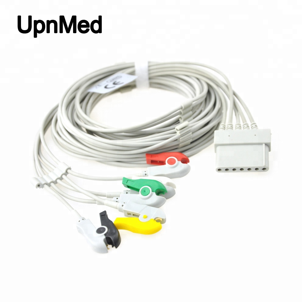 Schiller Lux 5 lead ECG Cable with leadwires,Clip,IEC