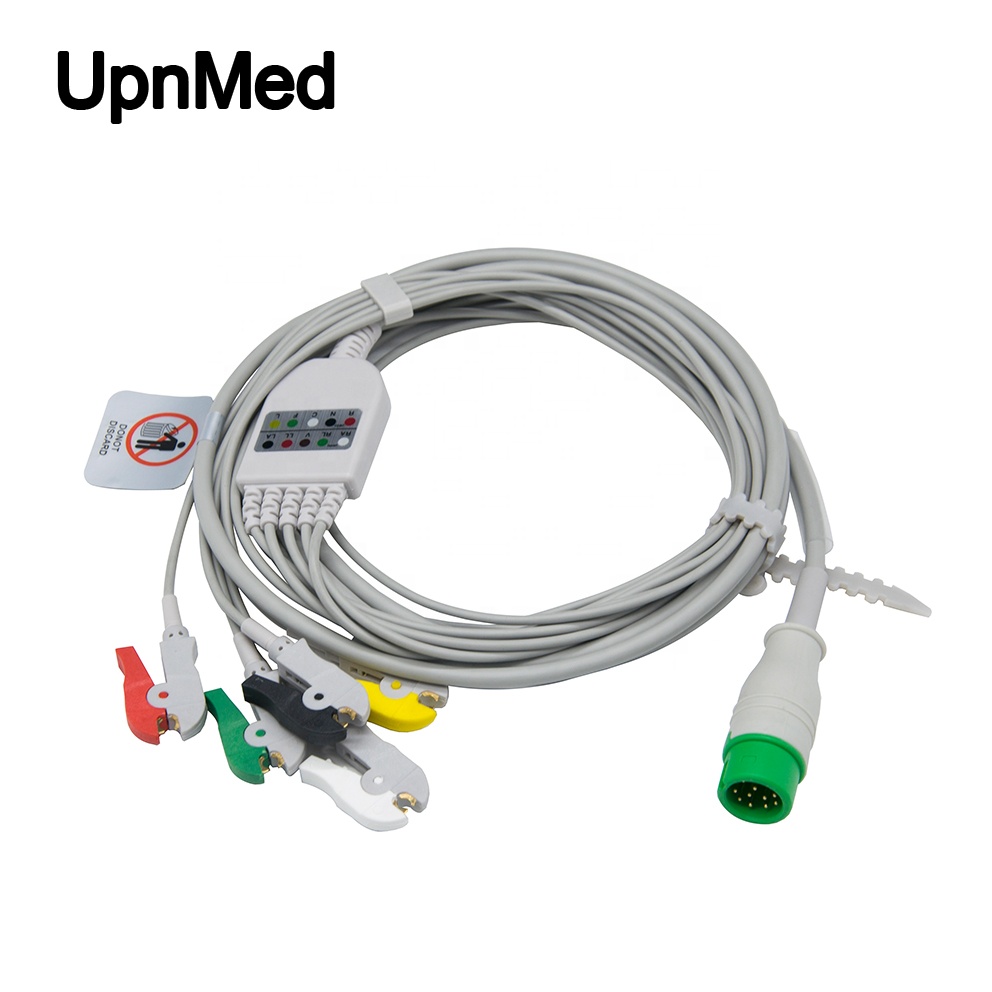 Comen C50 5-lead ECG cable with leadwires,12pin, clip, IEC