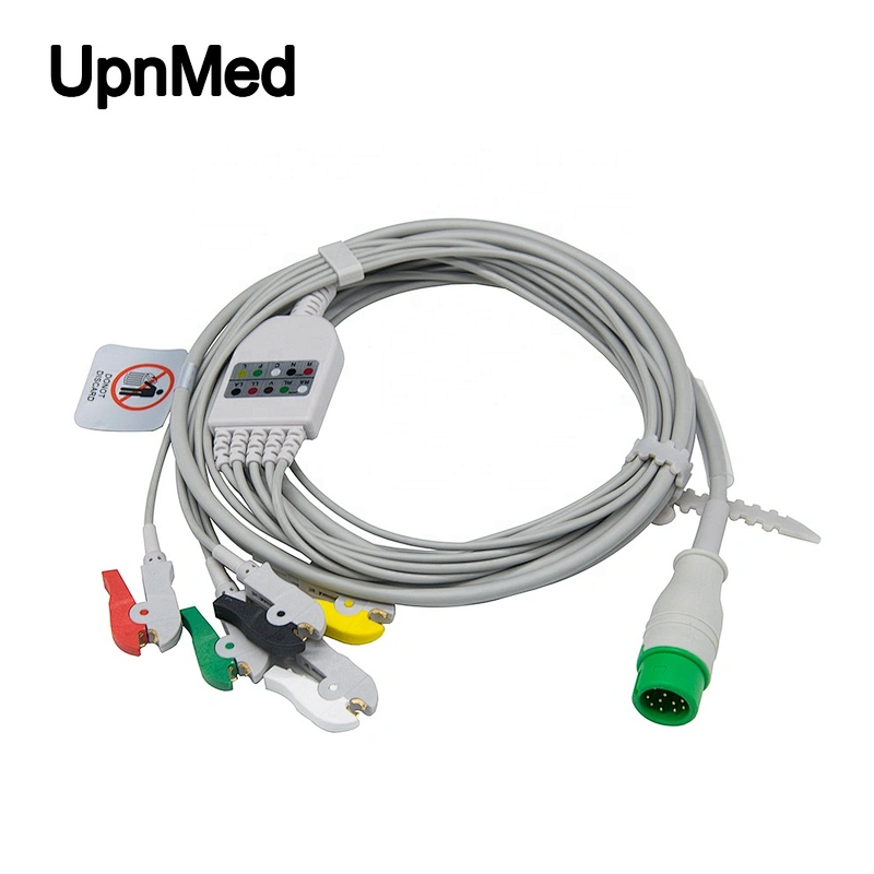 Comen C50 5-lead ECG cable with leadwires,12pin, clip, IEC