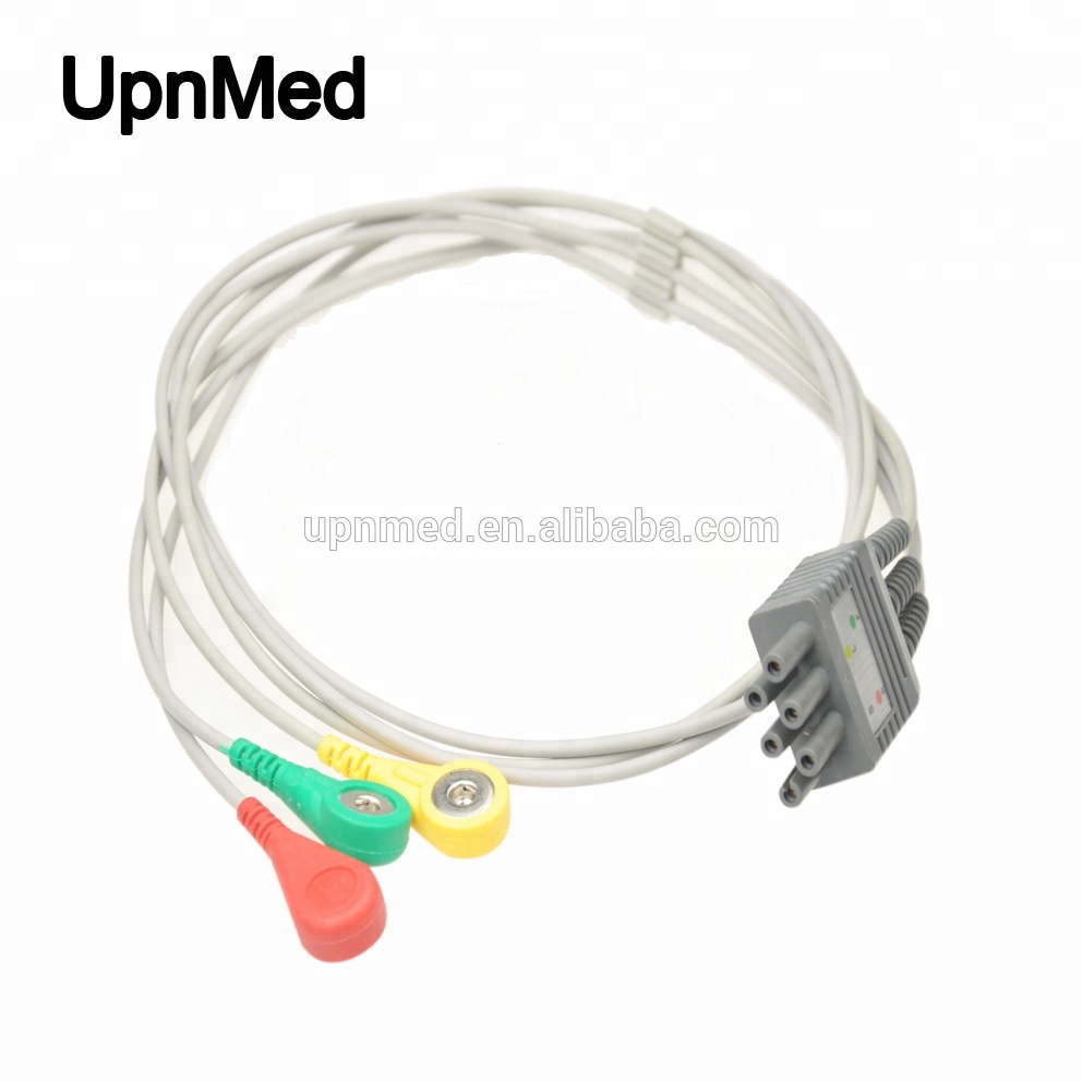 Colin 3 lead wires ECG cable,snap,IEC