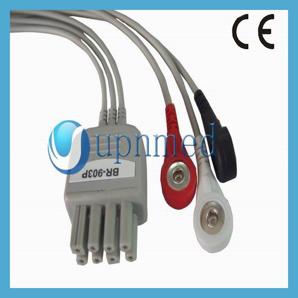 Nihoh Kohden BR-903P 3-lead wires, Grabber, IEC