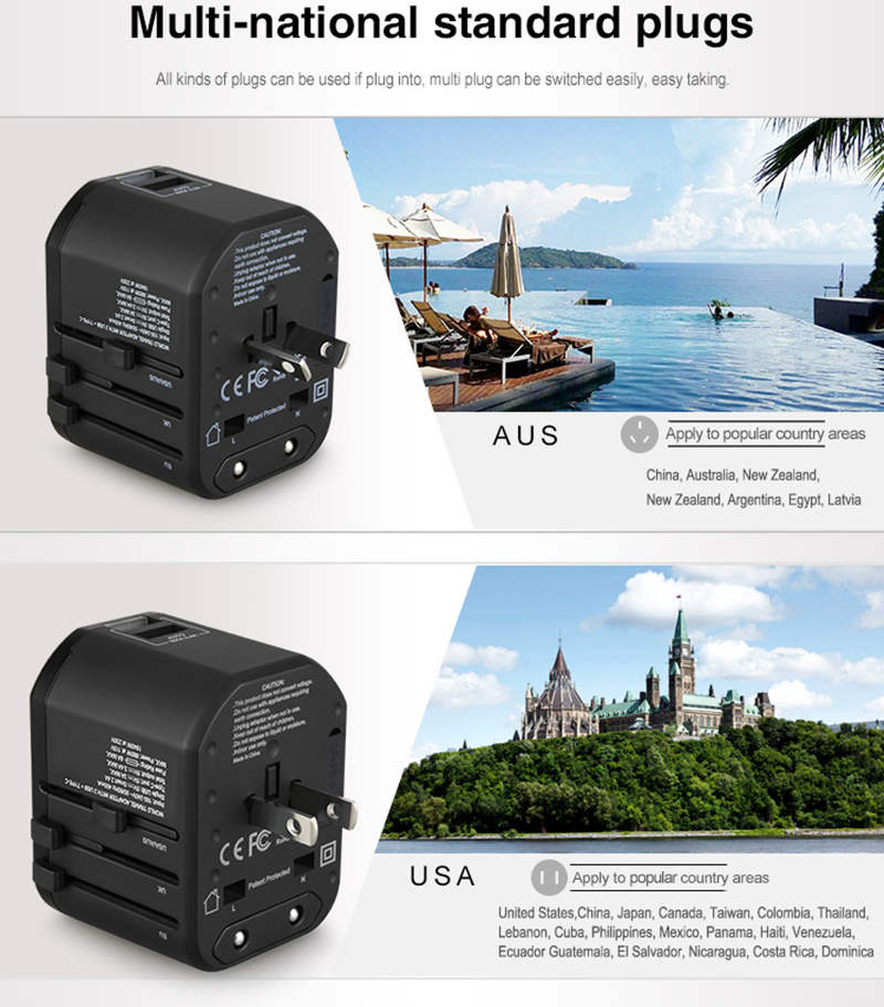 Travel wall plug adaptor
