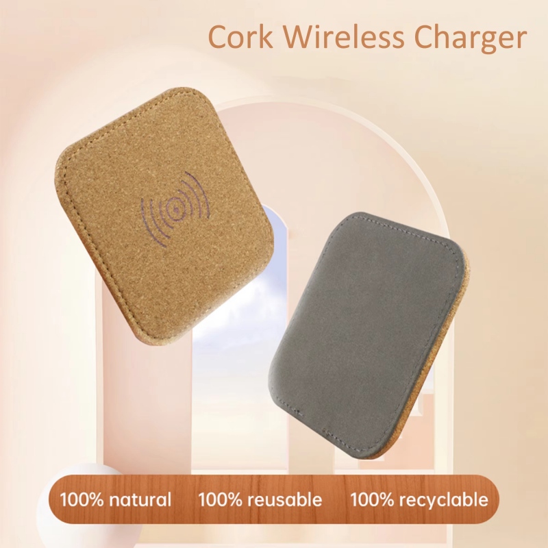 Cork Wireless Charger with Custom Logo Fast Charging for Mobile Phone