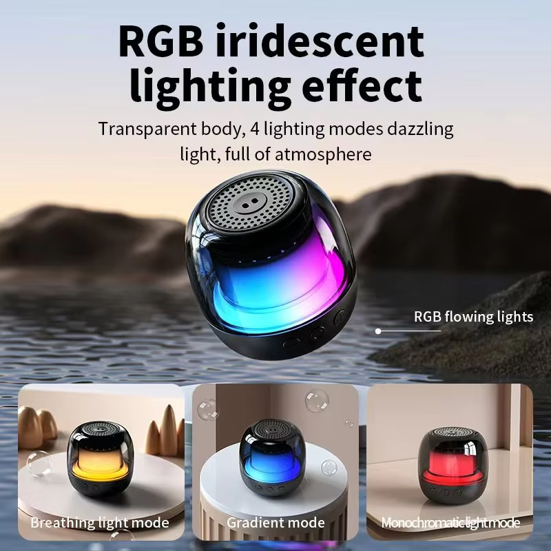 metal square bluetooth speaker Rotation Colorful LED Bluetooth speaker