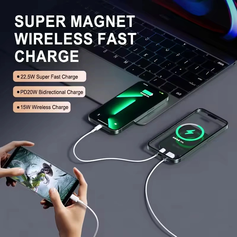 Mini Portable Charger Powerbank Magnetic Wireless Charging 15W Fast Charging Power Bank 10000mah