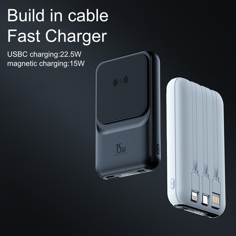 Mini Portable Charger 10000mah Powerbank Magnetic 15W Wireless fast Charging Power Bank with LED Display