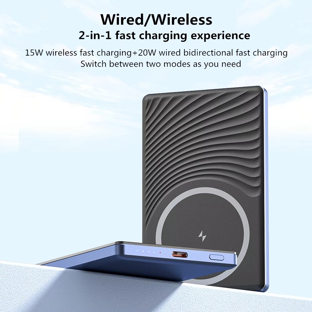Magnetic Wireless Pocket Powerbank 5000mAh PD20W Ultra Slim Fast Charging Portable Powerbank 10000mAh