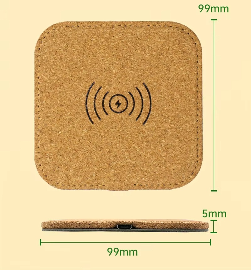 Cork Wireless Charger with Custom Logo Fast Charging for Mobile Phone