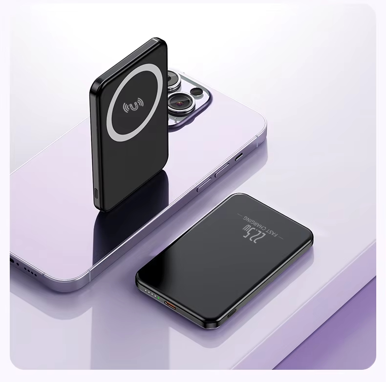 Light Thin Slim Design 5000mah Magnetic Wireless Power Bank Fast Charging PD20W
