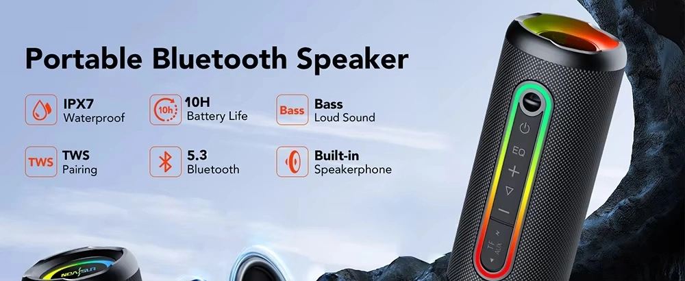 Waterproof bluetooth speaker Boombox 360 LED Outdoor Portable Wireless Bluetooth Speaker