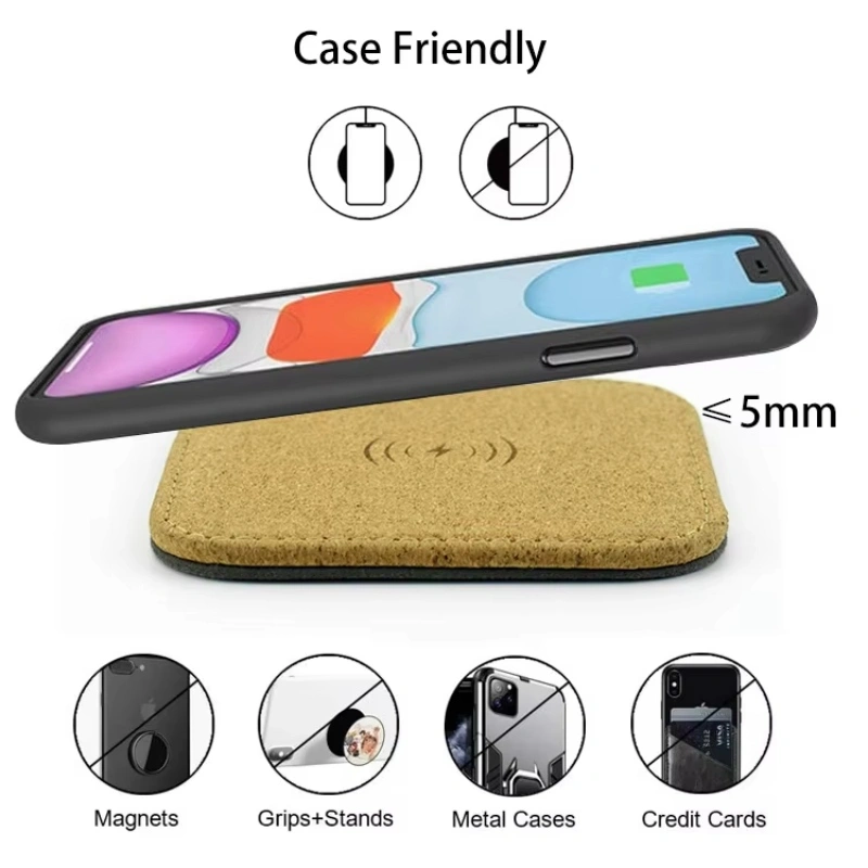 Cork Wireless Charger with Custom Logo Fast Charging for Mobile Phone