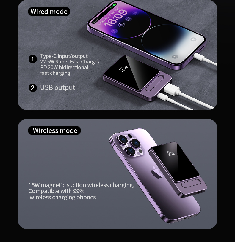2025 New Arrivals 22.5W Magnetic Power Bank 10000Mah With Stand Portable Charger For iphone 16 Powerbank