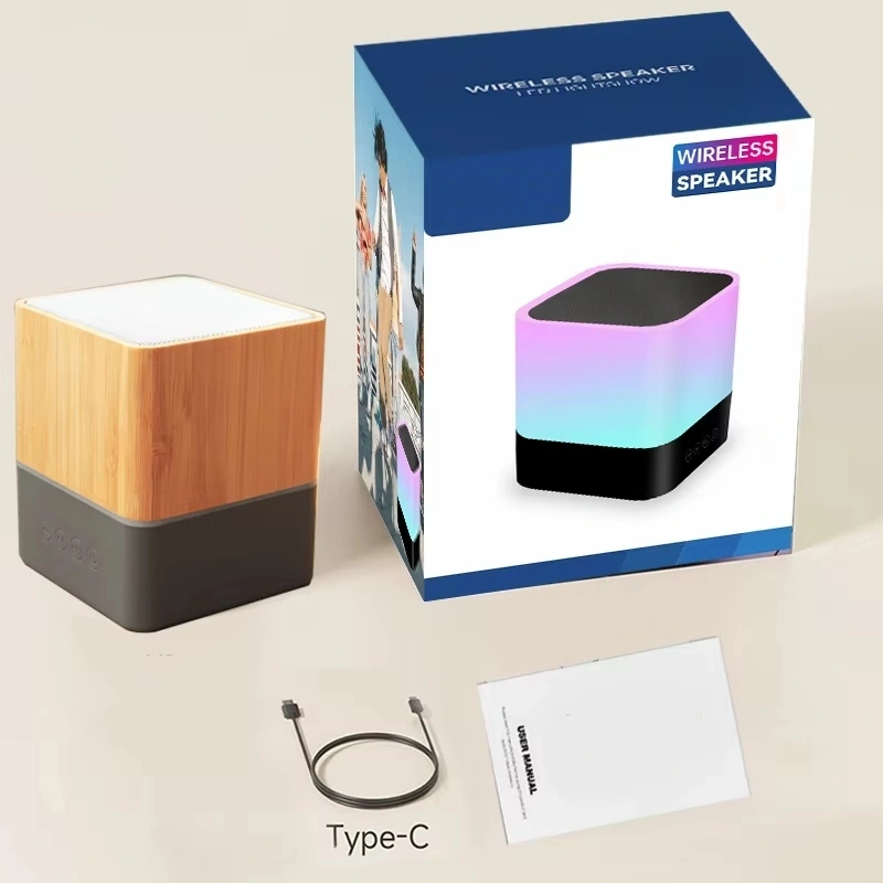 Portable bamboo Bluetooth Speaker Party RGB Audio Box