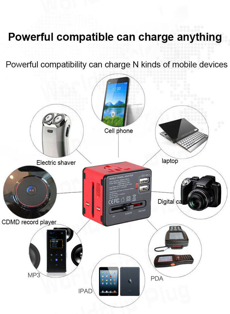 Travel wall plug adaptor