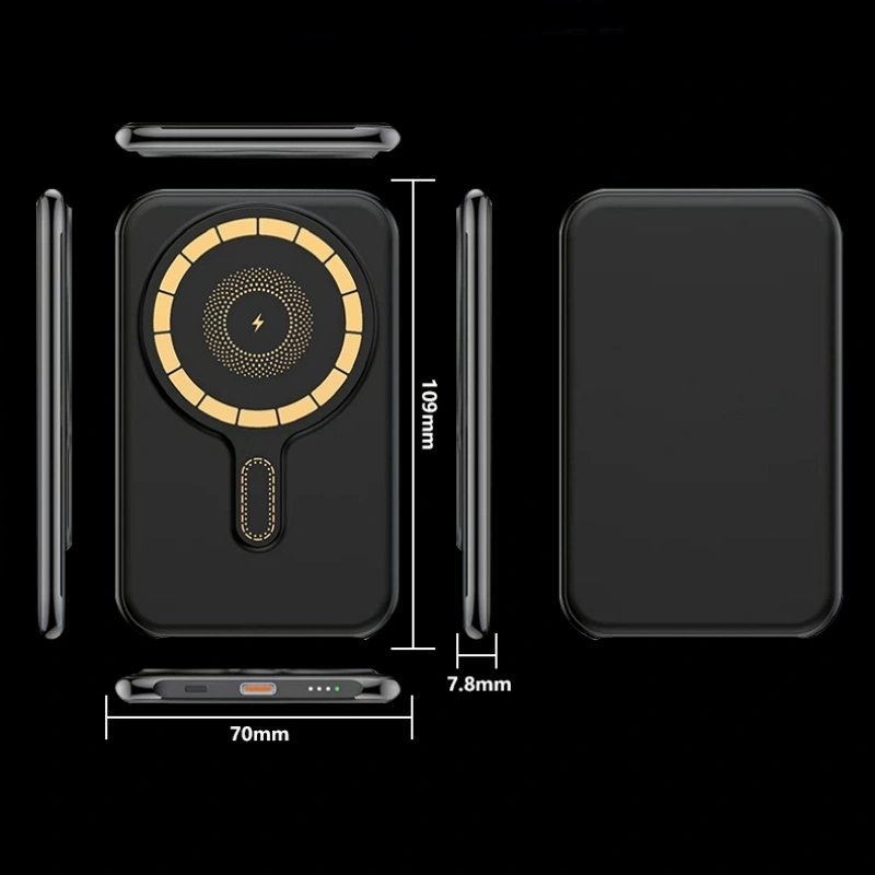 Ultra Slim Portable Mini Power Bank 5000mAh 15W Wireless Portable Power Bank Magnetic Powerbank