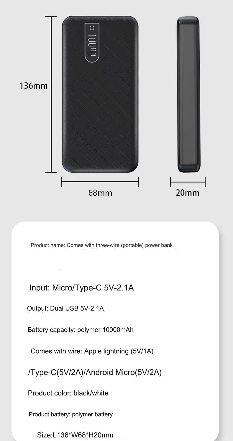 Portable Battery Charger 10000mAh Wireless Charger Powerbank