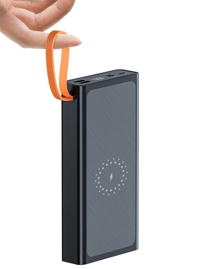 10000mAh Wireless Charging Power Bank Built-in Cable Portable Charger Power Bank With Lanyard