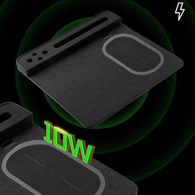Eco-friendly Wireless Charging Mouse Pad PU Leather Mouse Pad Wireless Charge with Pen Holder