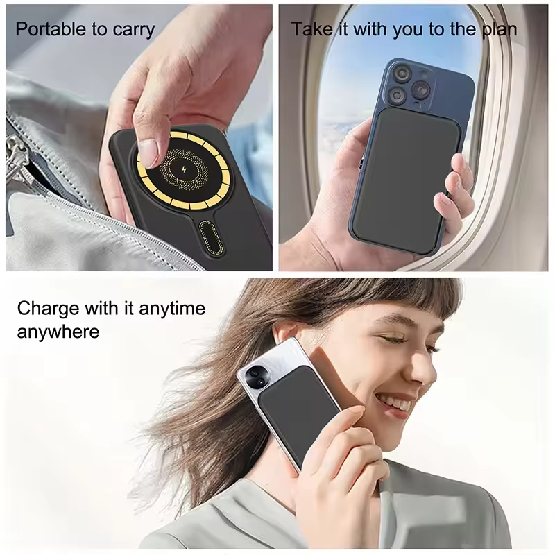 Ultra Slim Portable Mini Power Bank 5000mAh 15W Wireless Portable Power Bank Magnetic Powerbank