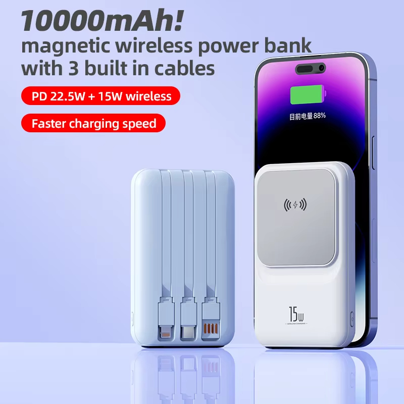 Mini Portable Charger 10000mah Powerbank Magnetic 15W Wireless fast Charging Power Bank with LED Display