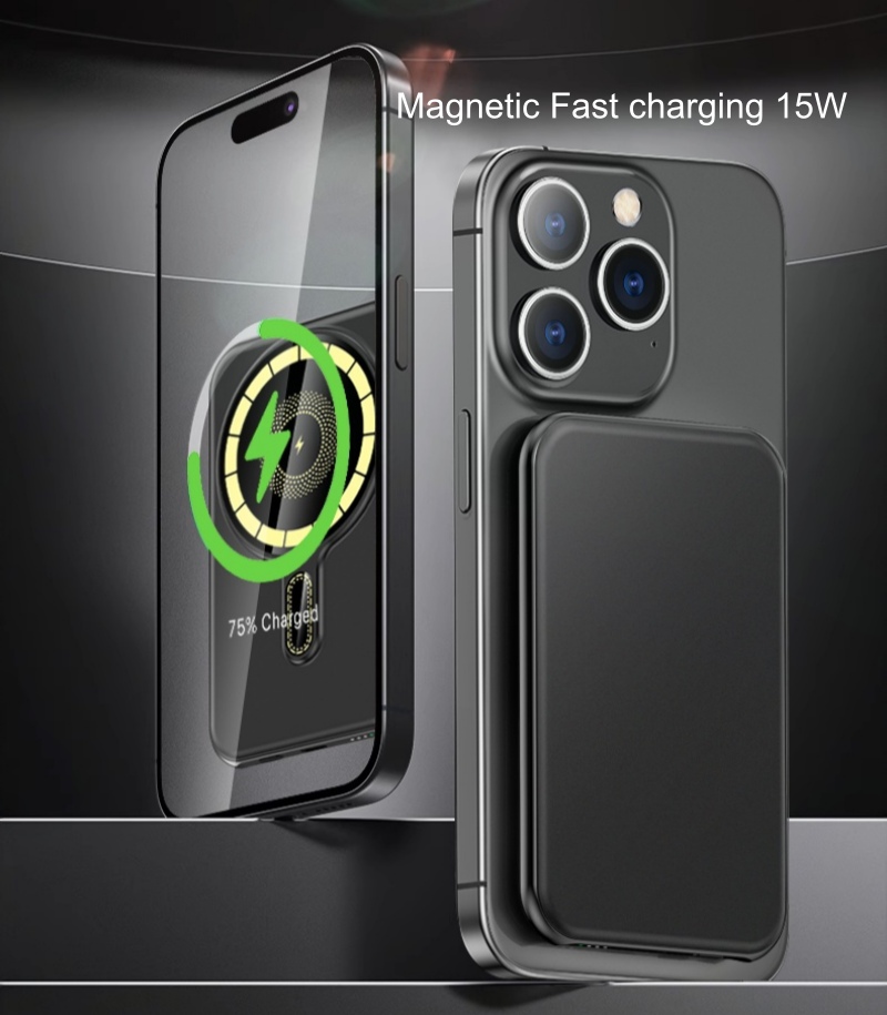 Ultra Slim Portable Mini Power Bank 5000mAh 15W Wireless Portable Power Bank Magnetic Powerbank