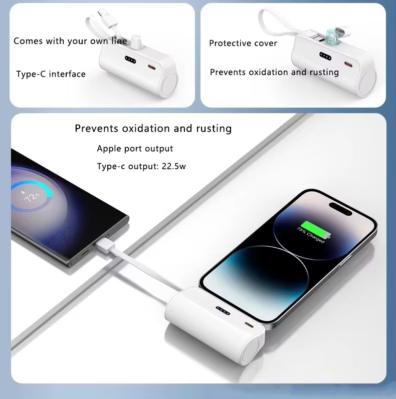 5000mAh Fast Mini Power Bank 2 IN 1 Mobile Phone Charger External Battery Power Bank Plug