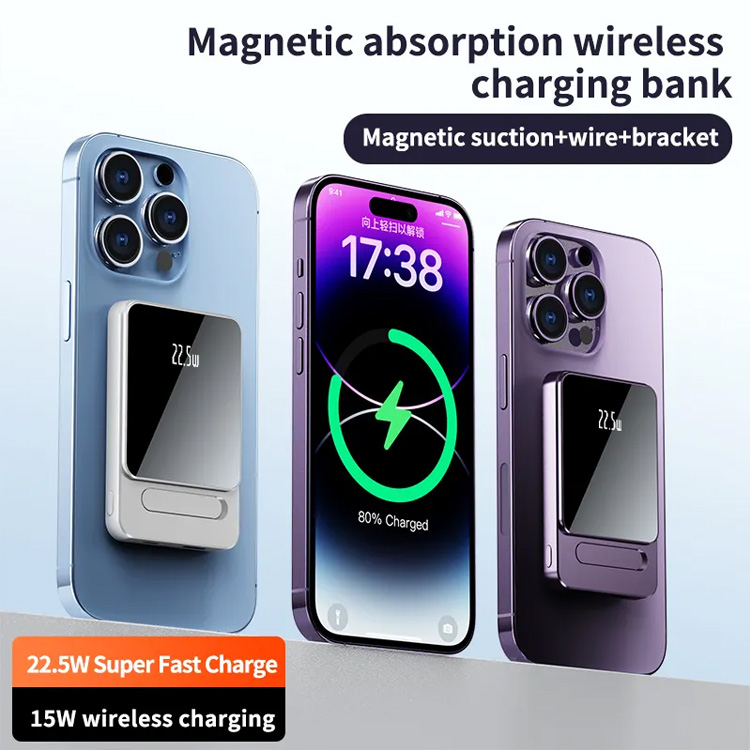 2025 New Arrivals 22.5W Magnetic Power Bank 10000Mah With Stand Portable Charger For iphone 16 Powerbank