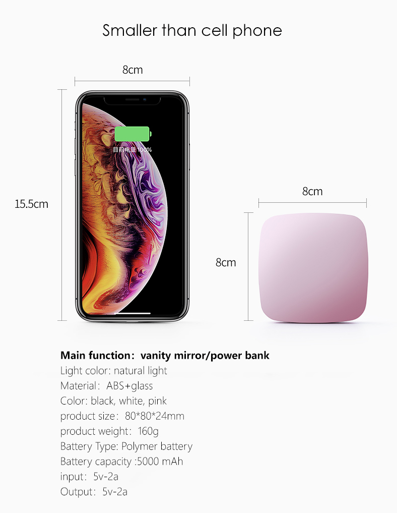 LED Make-up Mirror Powerbank