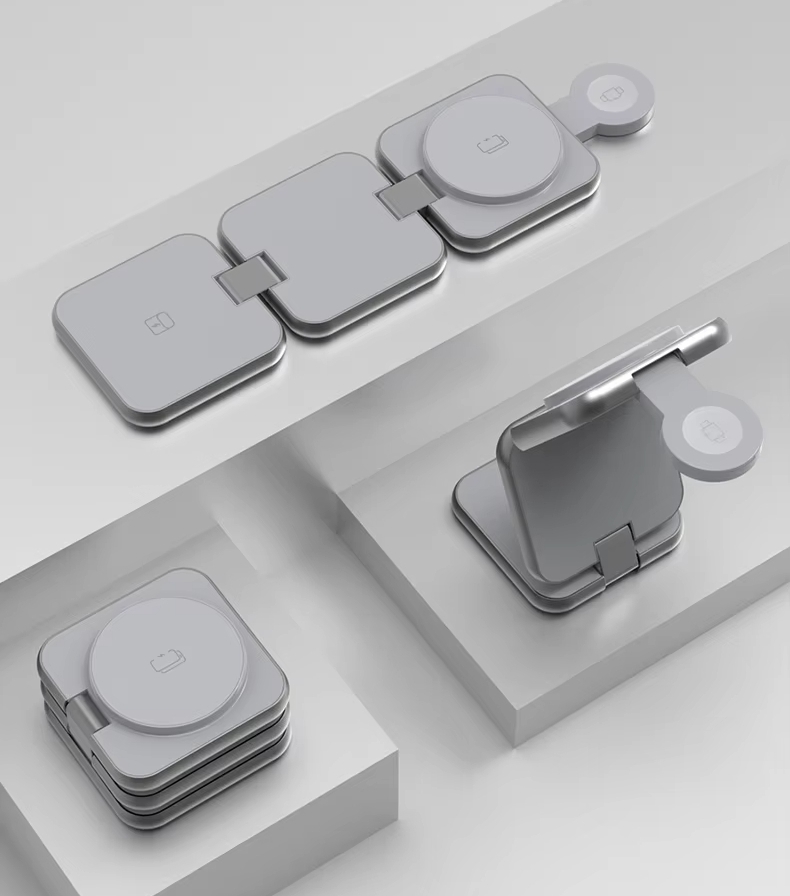 Multi-functional Foldable 3 in 1 Wireless Charging Station 15W Fast Magnetic Wireless Charger Travel Wireless Charger Stand for iPhone