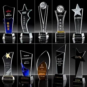 manufacturer customized new design 3d laser engraved logo blank sports photo frame glass crystal trophy award block medal