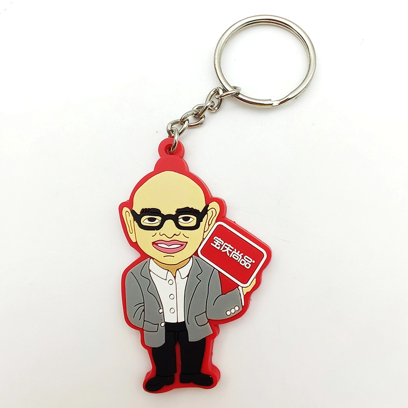Customized low price gift promotion cartoon rubber stamp custom rubber logo key ring