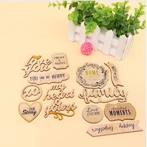custom red heart wood sticker clothing tag logo label wooden stickers