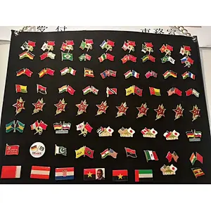 Promotional Gift Friendly All Countries Cross Pin Double Flag Lapel Pins Badge