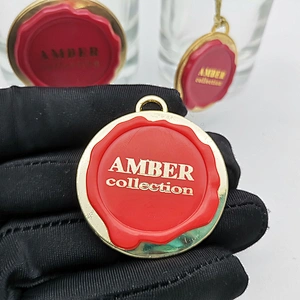 2020 new style custom gold printing private design metal zinc/copper perfume bottle plate label sticker