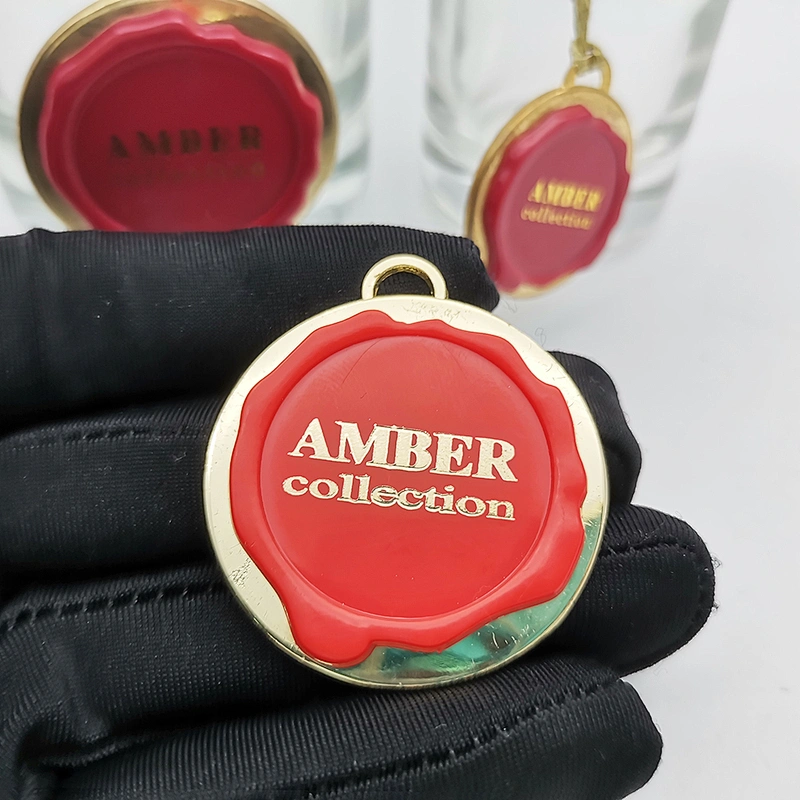 2020 new style custom gold printing private design metal zinc/copper perfume bottle plate label sticker