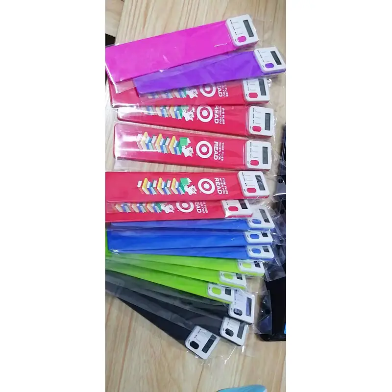 custom made 3d printed ruler shape digital reading timer hard acrylic plastic bookmark clip for book