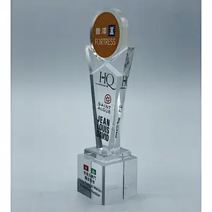 Clear plastic trophy customized shape transparent acrylic trophy as badge of honor
