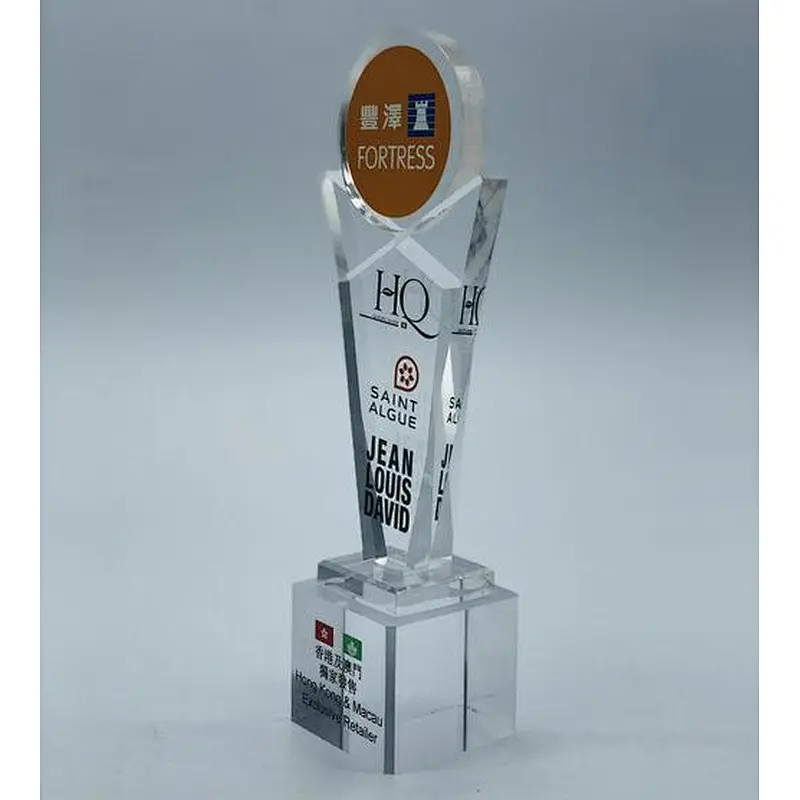 Clear plastic trophy customized shape transparent acrylic trophy as badge of honor