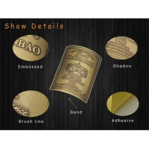 Custom wine bottle logo private self adhesive label metal stickers