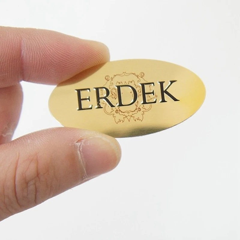 2019 custom self adhesive metal aluminum sticker embossed logo label / delicate metal embossed labels