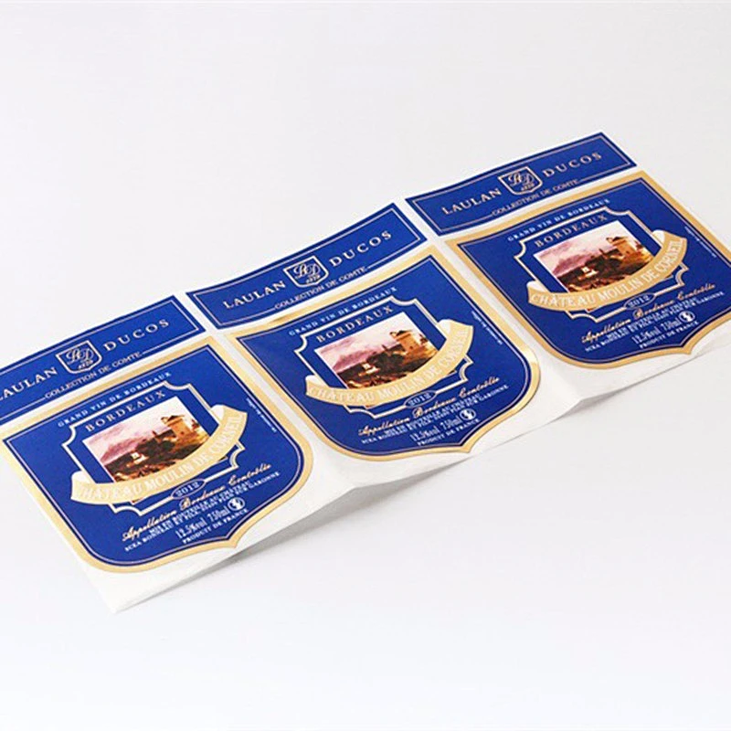 Custom wine roll bottle label vinyl waterproof 3m printing logo sticker
