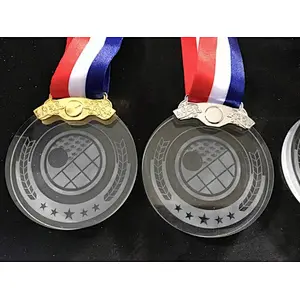 Custom blank Round Mini  Glass metal Award Crystal  Medals& Medallion For Sports Souvenirs Gifts