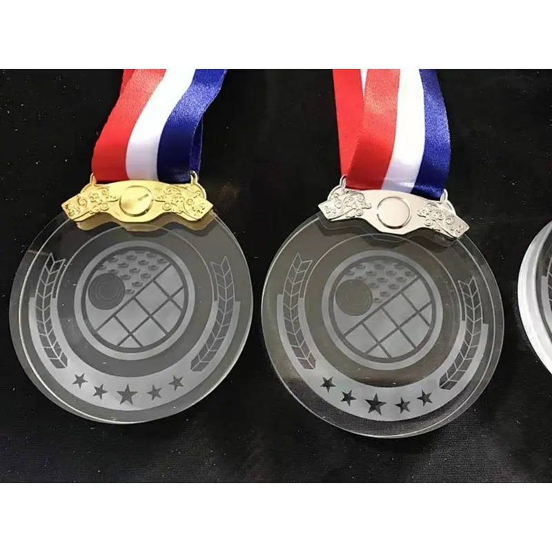 Custom blank Round Mini  Glass metal Award Crystal  Medals& Medallion For Sports Souvenirs Gifts