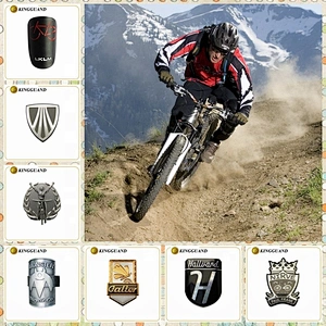 custom design High Quality brand logo model 3m adhesive 3d embossed metal bike head tube badge sticker label